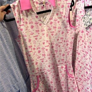 Turtles and Tees Pink Patterned Tennis and Golf Sleeveless Dress